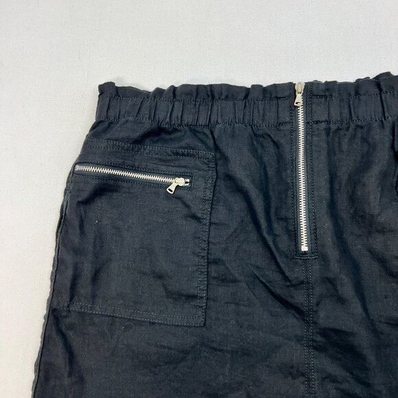 Lou & Grey Linen Mini Skirt Zipper Pockets Black Size Medium New - Picture 3 of 9